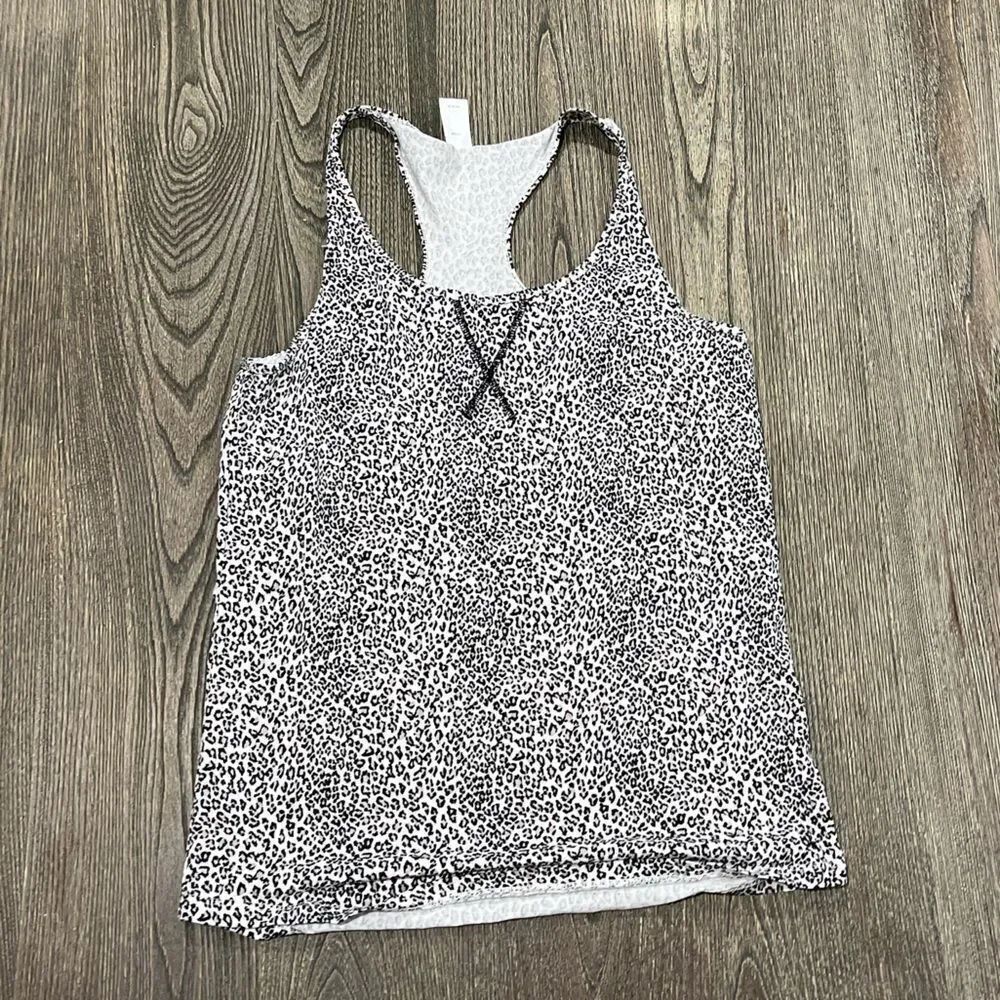 Clavin  Klein Sleepwear Tank Top Leopard Print Racerback Black White Size Small